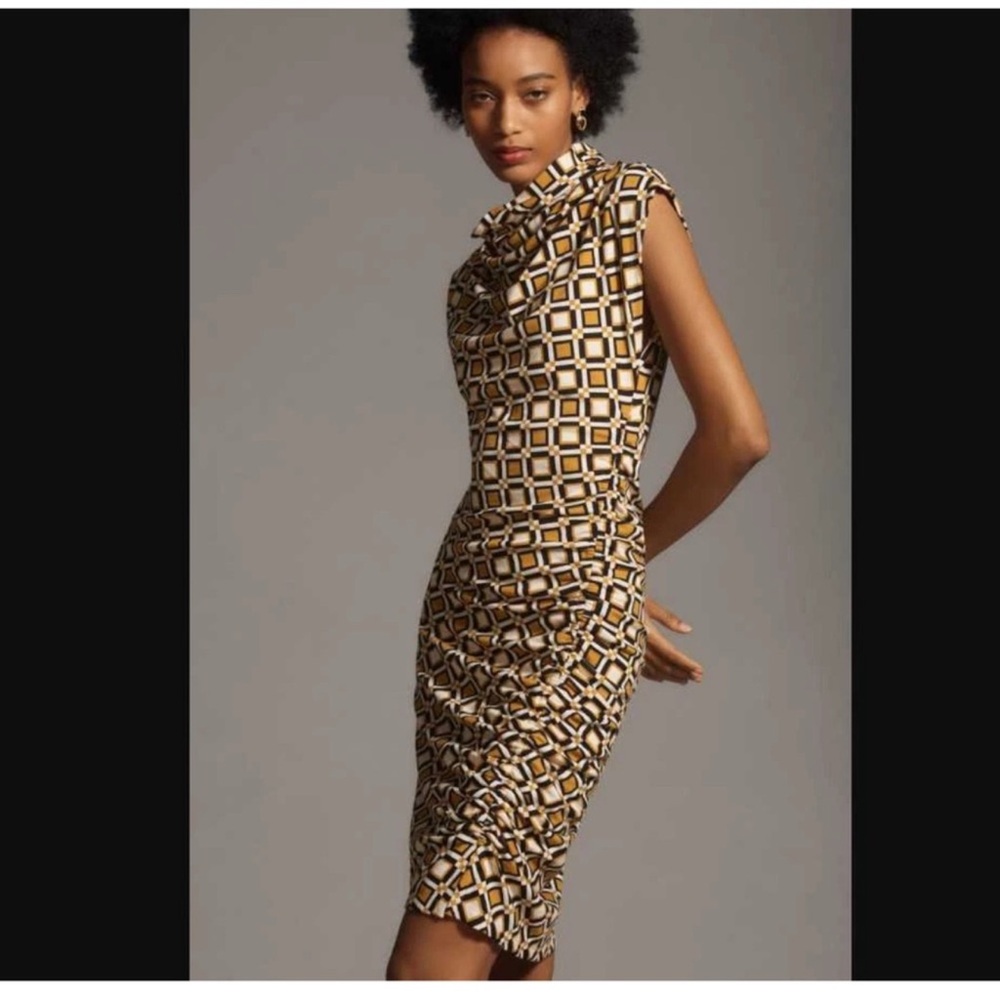 NWT Anthropologie The Maya Ruched Cowl Neck Dress XL